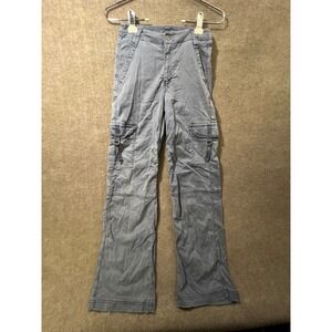 American Eagle Outfitters Womens Grey Cargo Pants Distressed Hem Size 00 24x30